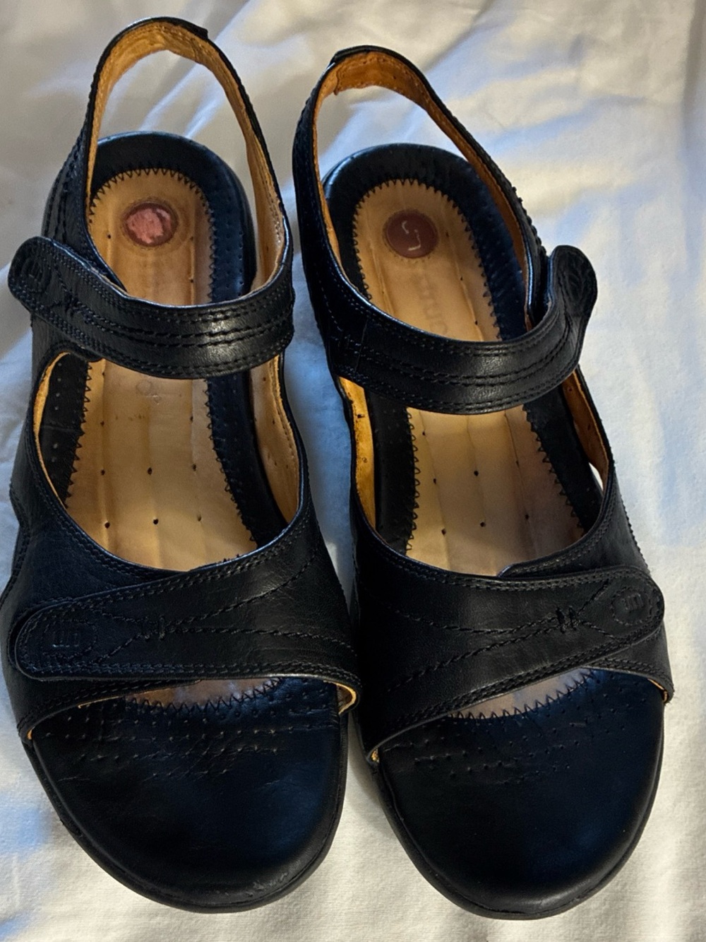 Clark Structured Sz 8M Black Leather Sandal Women’s Shoe Adj. Strap Comfort Orth